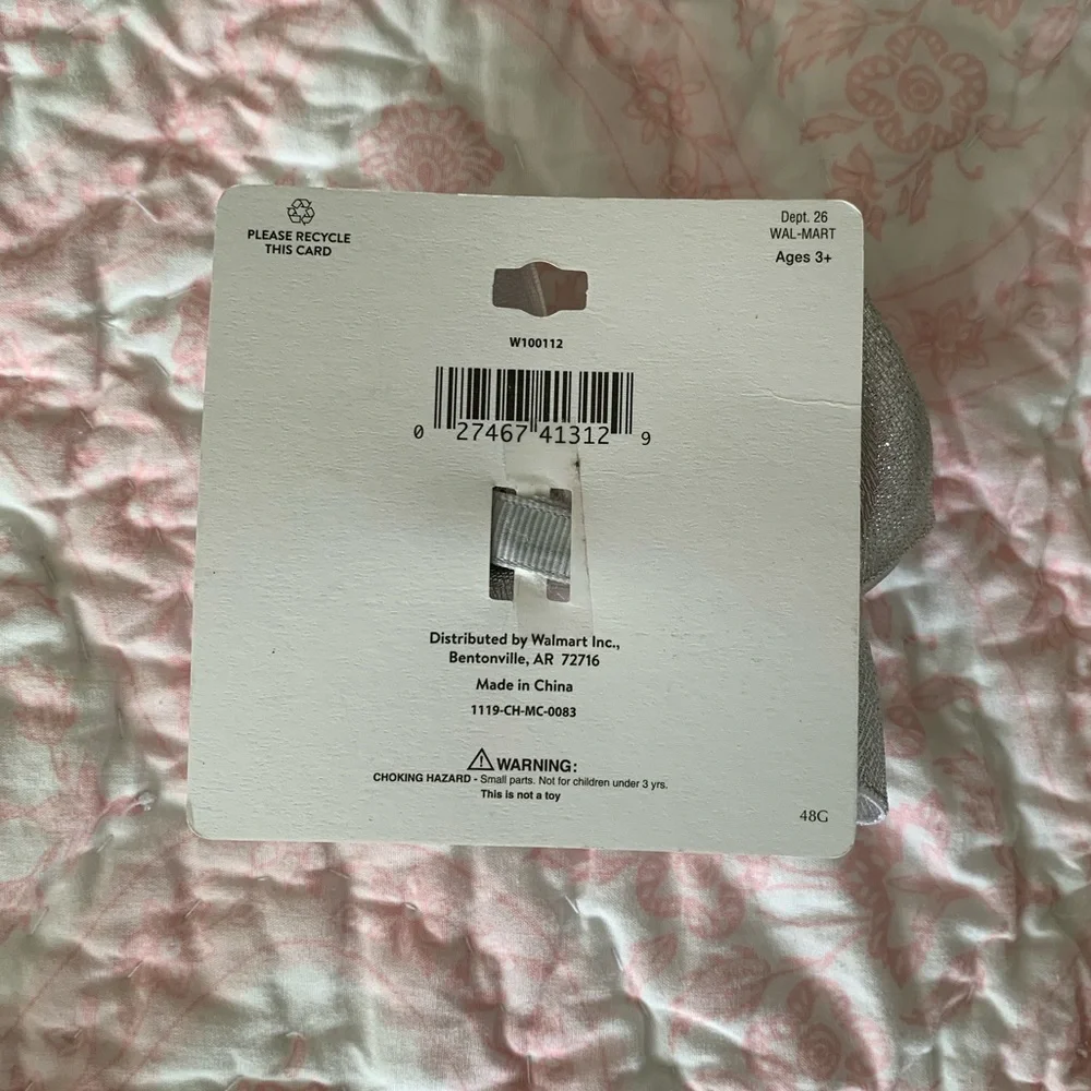 NWT Wonder Nation Grosgrain Hairbow Girls Size 4” X 3” Silver Clip Sparkle